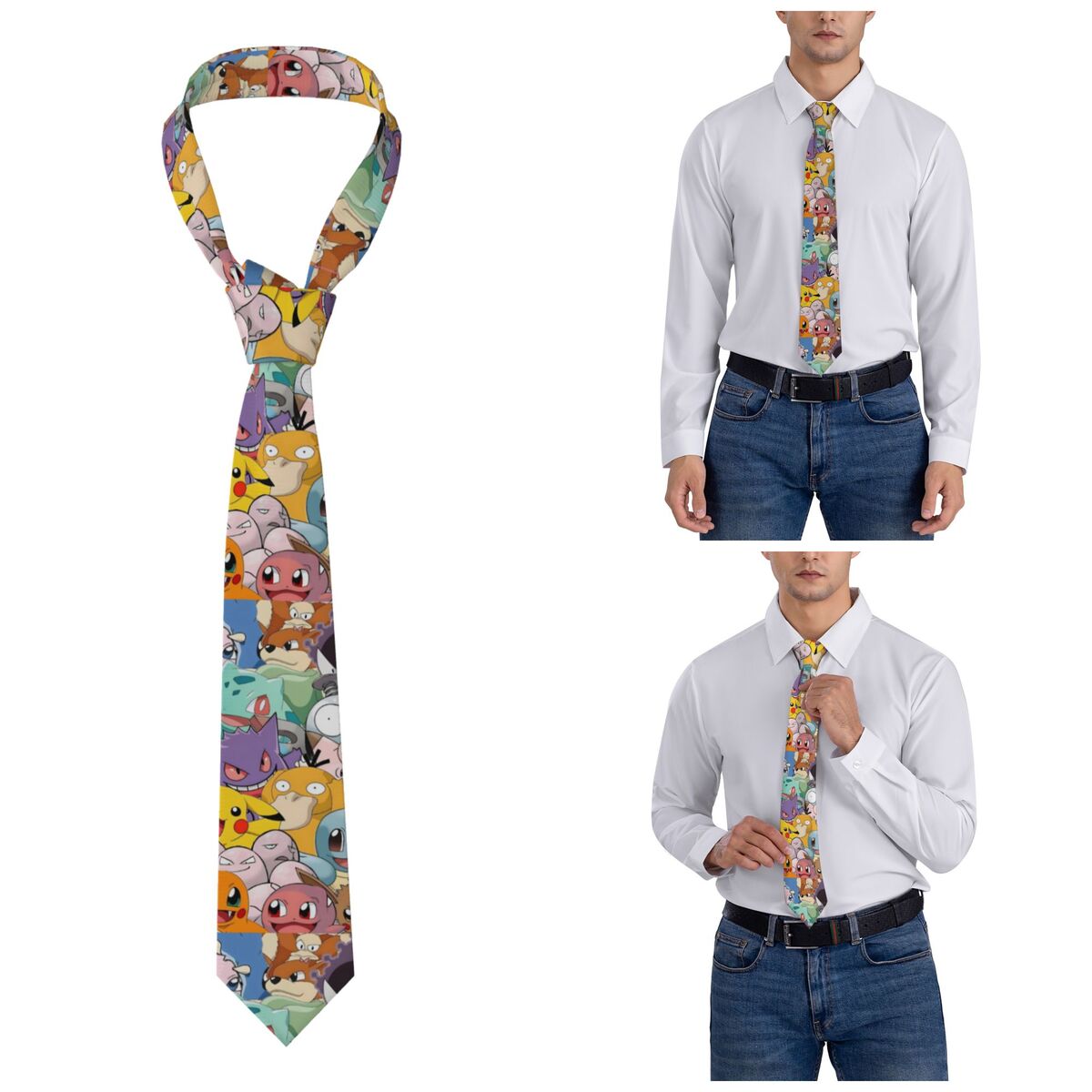 Men Accessories For Neck - Pokemoned Pikachu Neckties Unisex 8 cm