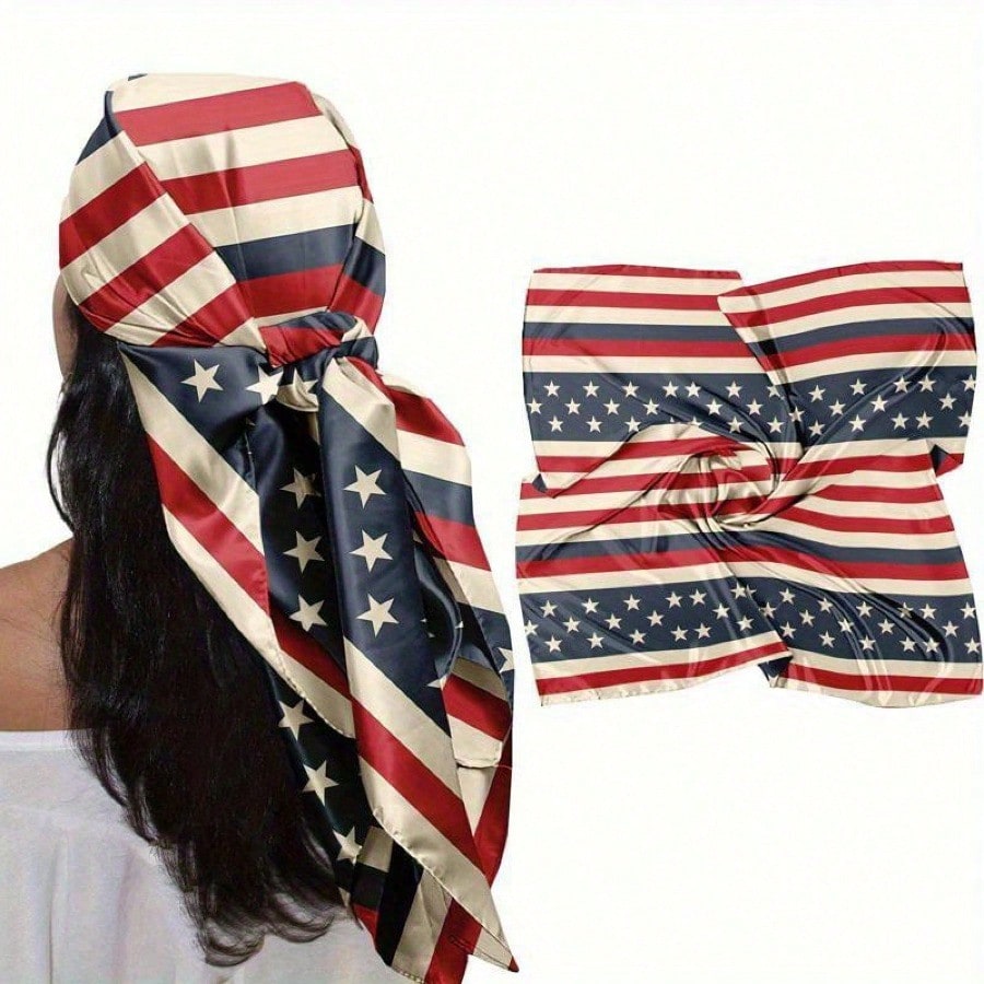 Men Accessories For Neck - 1pc Patriotic Striped Star Headscarf -