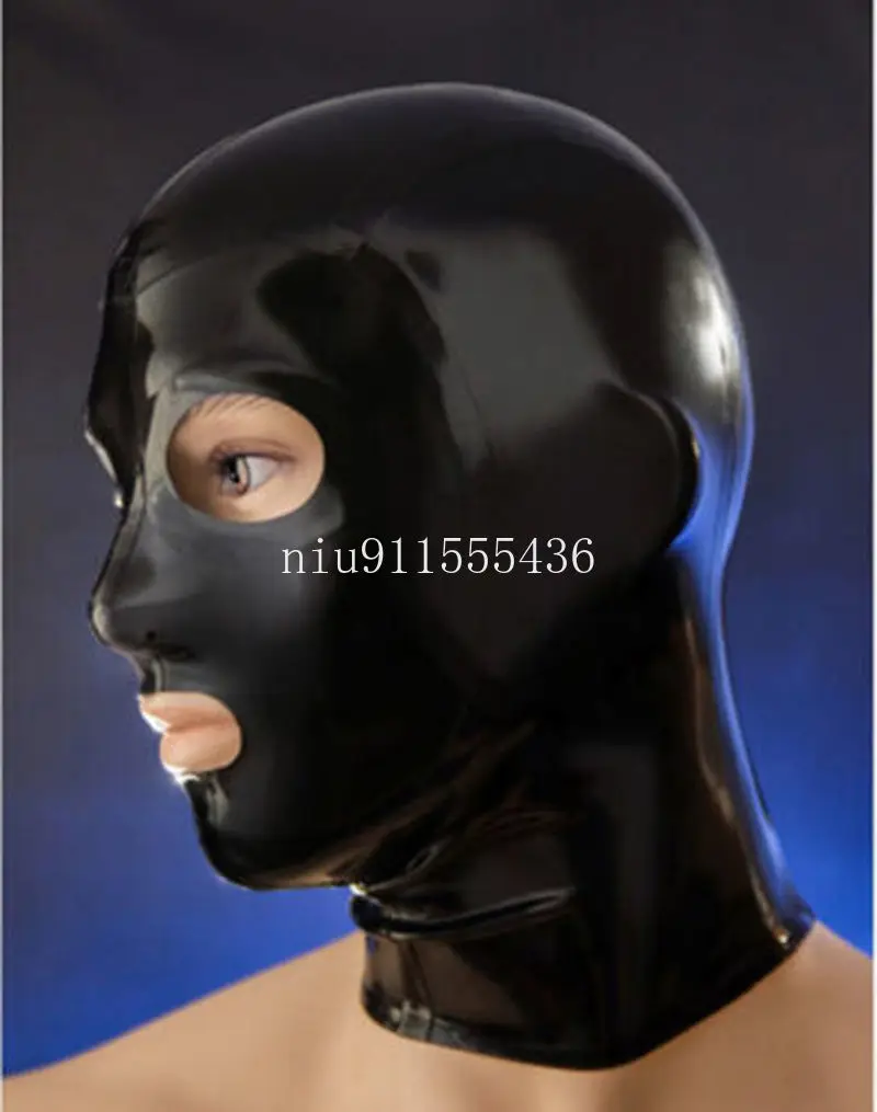 Men Accessories Hand - Handmade Black Latex Hoods Mask with