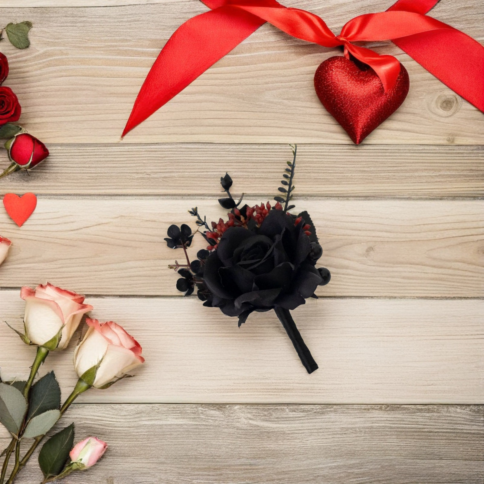 Men Accessories For Wrist - 1Set Black Rose Wrist Corsage Gothic