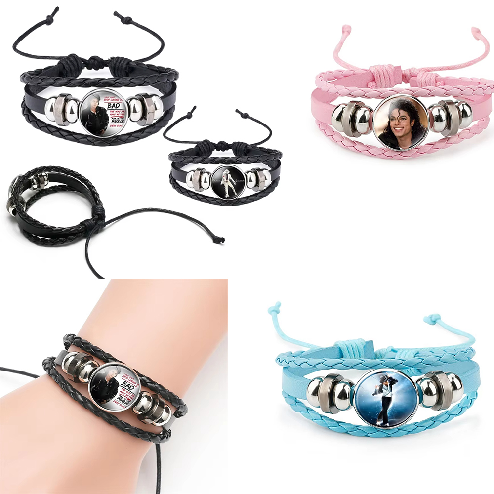 Men'S Accessories Jewelry Bracelet - Michael Jackson Time Gem Leather Bracelet