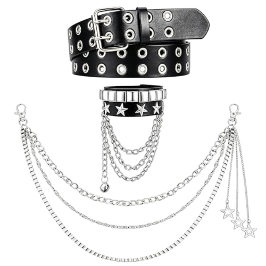 Men'S Accessories Jewelry Bracelet - Studded Belt Set for Men Women,