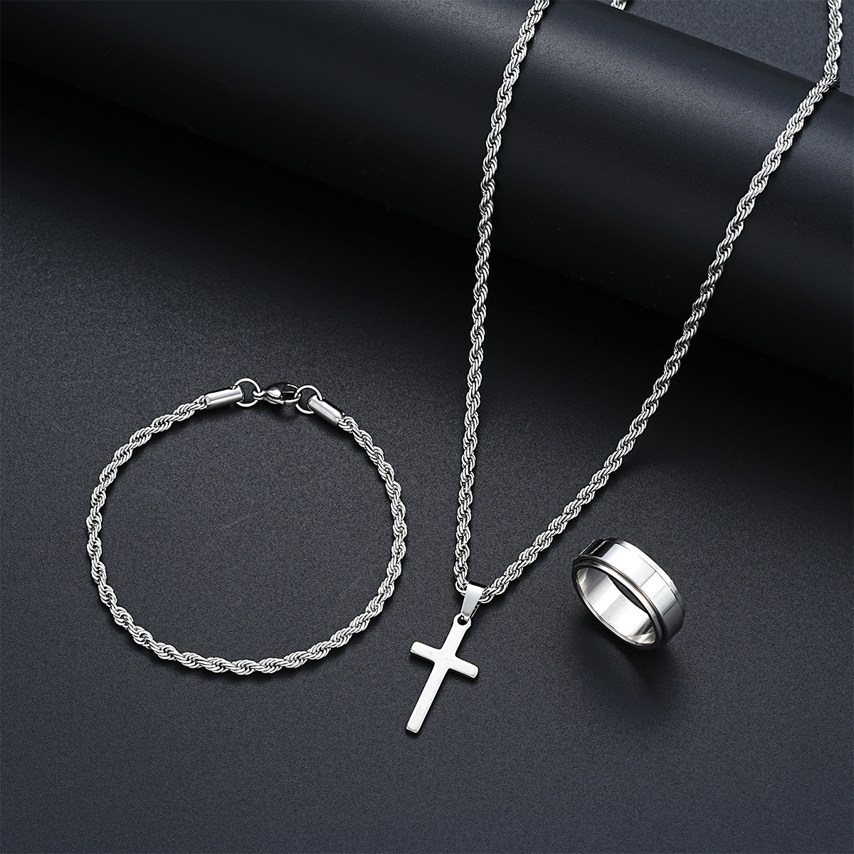 Unisex Stainless Steel Cross J - огляд і ціна Men Accessories Combo Gift