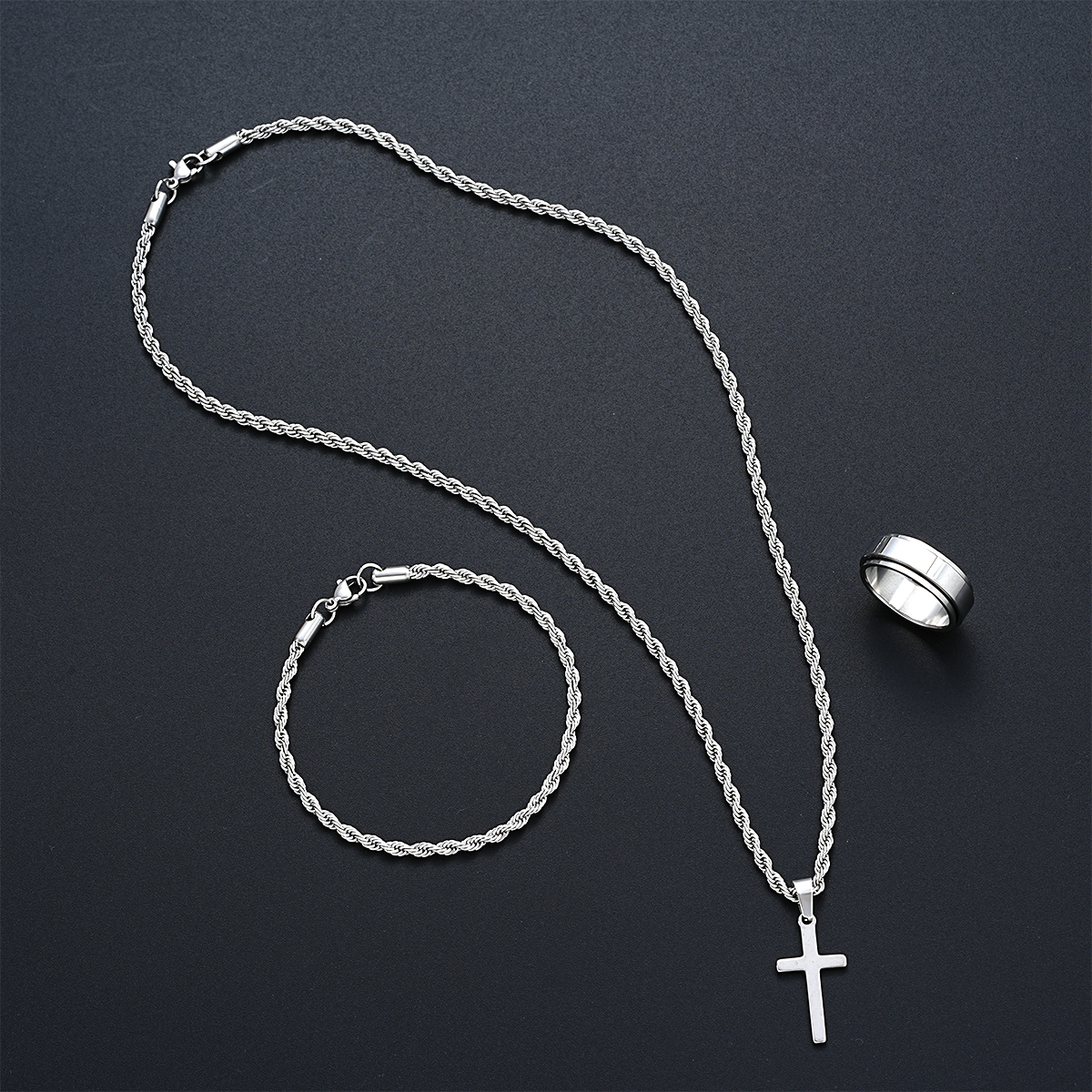 Unisex Stainless Steel Cross J - огляд і ціна Men Accessories Combo Gift