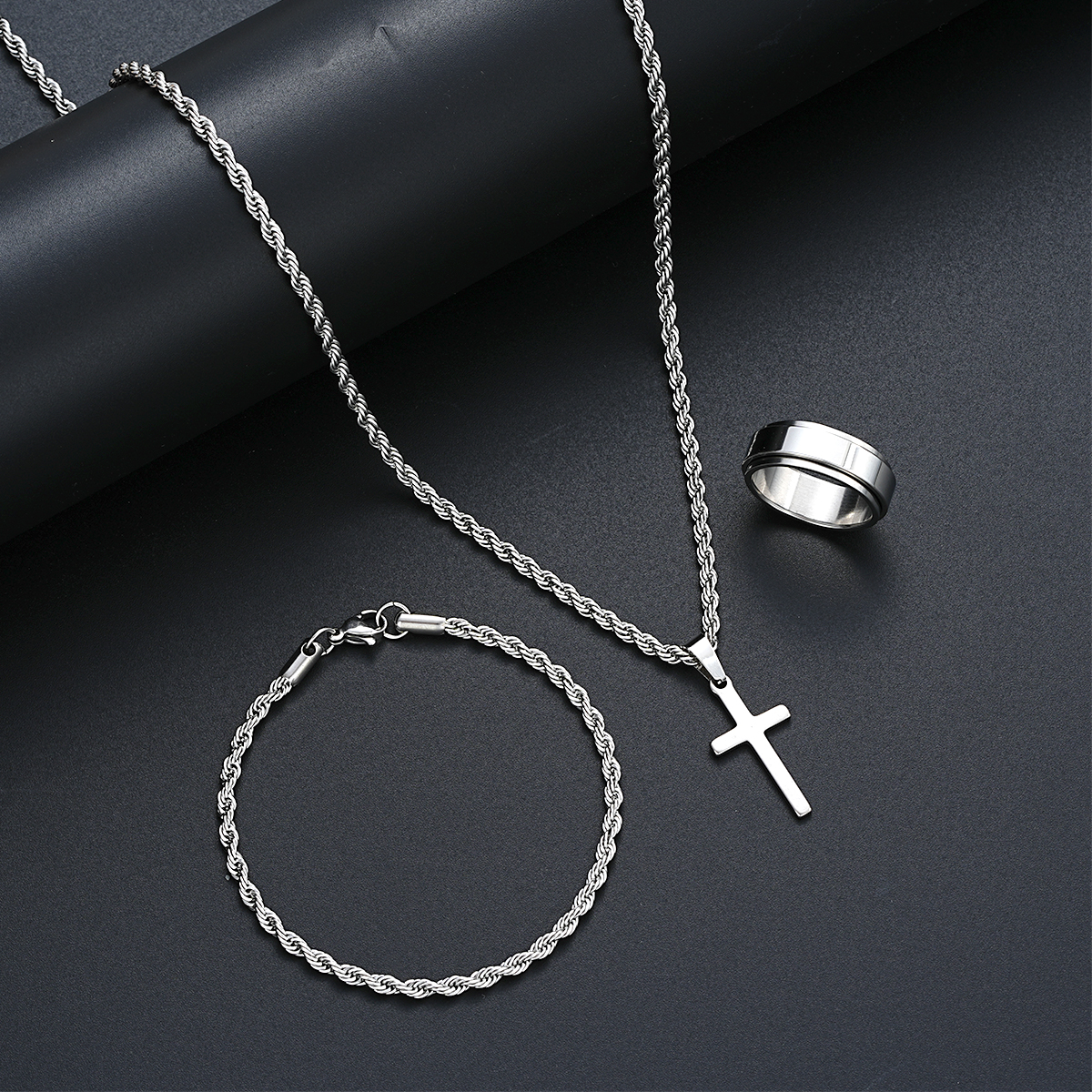 Unisex Stainless Steel Cross J - огляд і ціна Men Accessories Combo Gift
